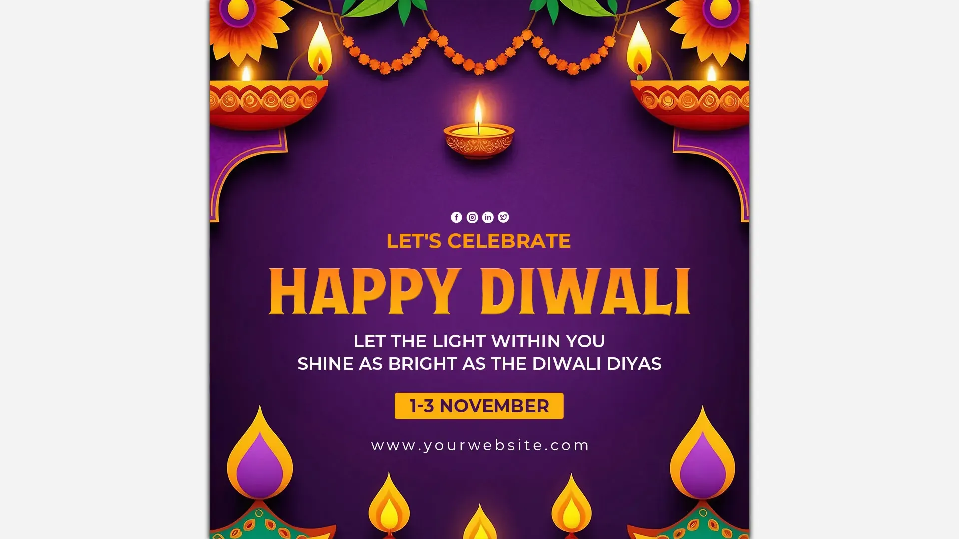 Happy Diwali Celebration Floral Design Instagram Post image